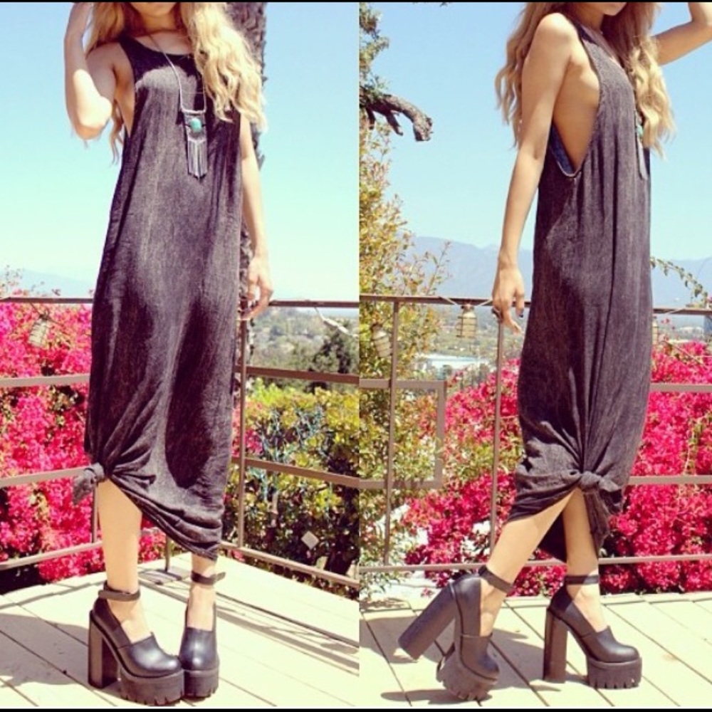 Black acid maxi dress